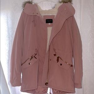Mauve pink winter fur jacket from PLT